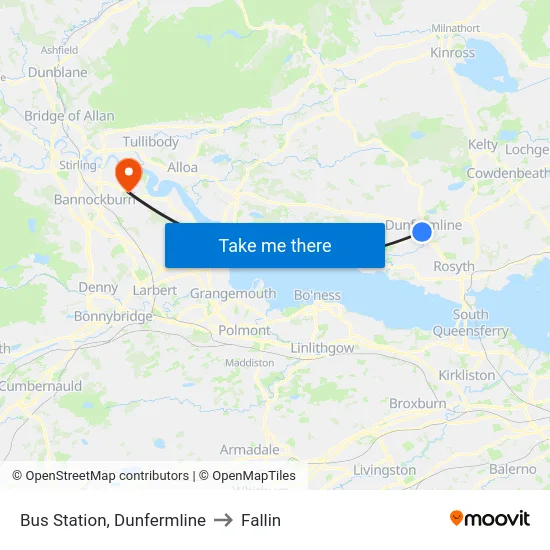 Bus Station, Dunfermline to Fallin map