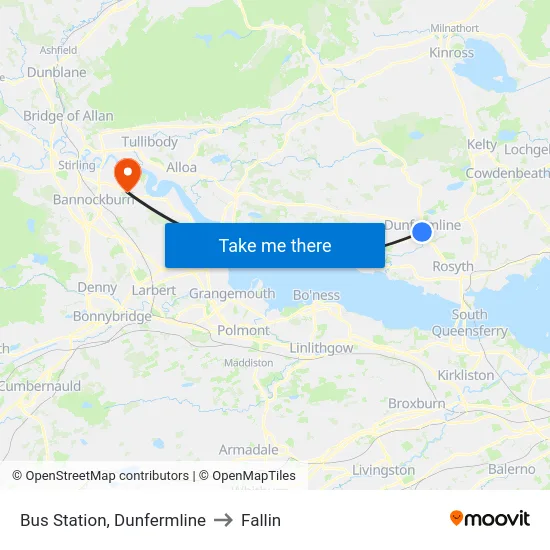 Bus Station, Dunfermline to Fallin map