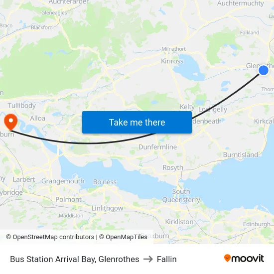 Bus Station Arrival Bay, Glenrothes to Fallin map
