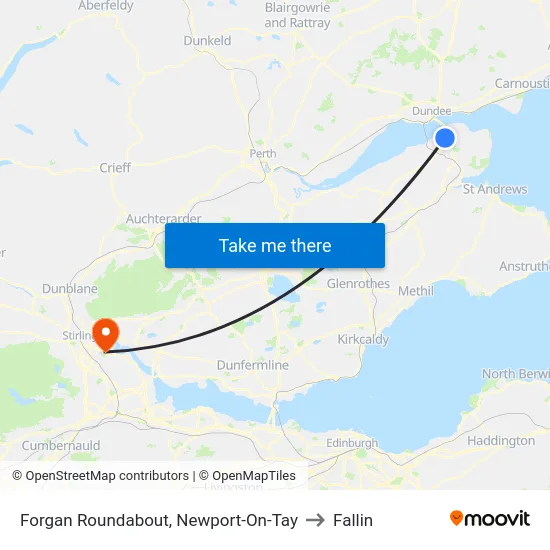 Forgan Roundabout, Newport-On-Tay to Fallin map