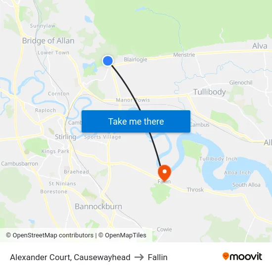 Alexander Court, Causewayhead to Fallin map