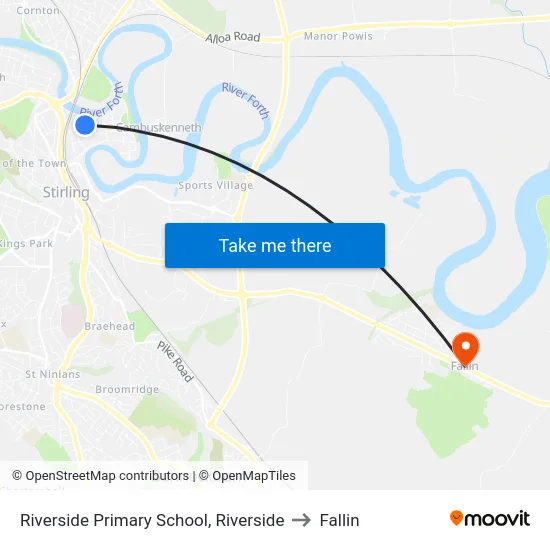 Riverside Primary School, Riverside to Fallin map