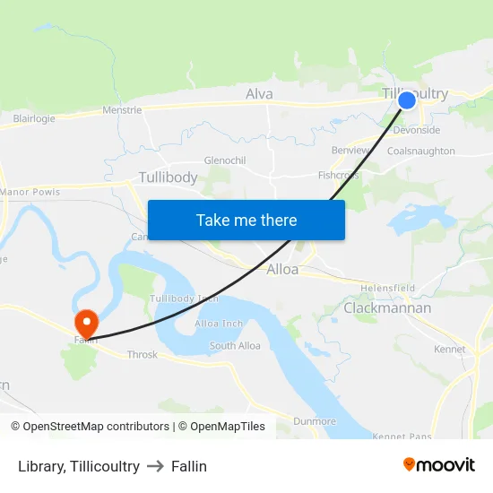 Library, Tillicoultry to Fallin map