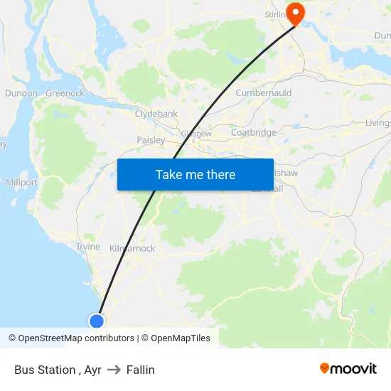 Ayr Bus Station, Ayr to Fallin map
