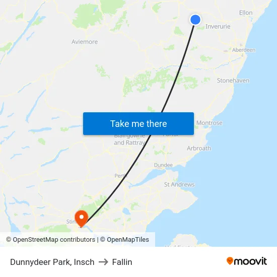Dunnydeer Park, Insch to Fallin map