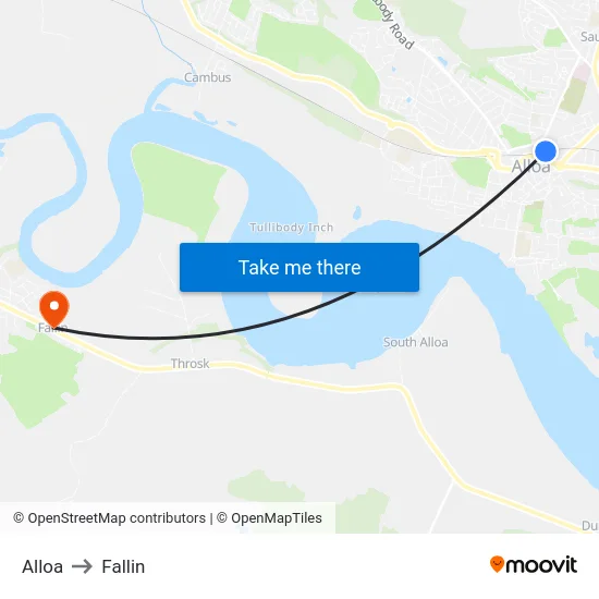 Alloa to Fallin map