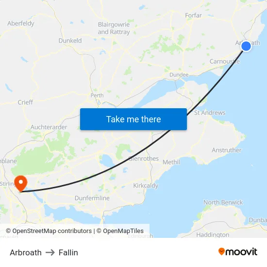 Arbroath to Fallin map