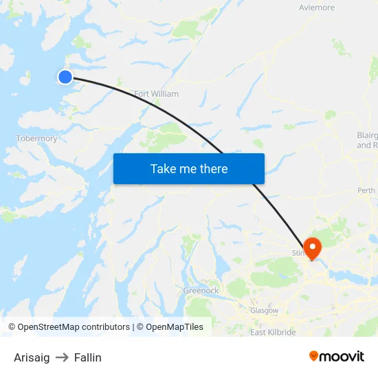 Arisaig to Fallin map