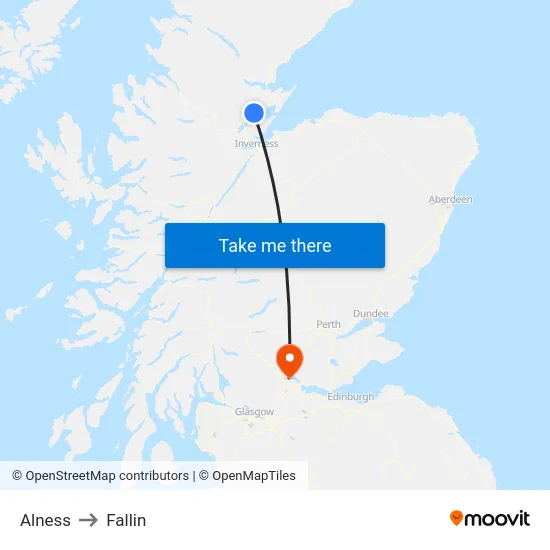 Alness to Fallin map