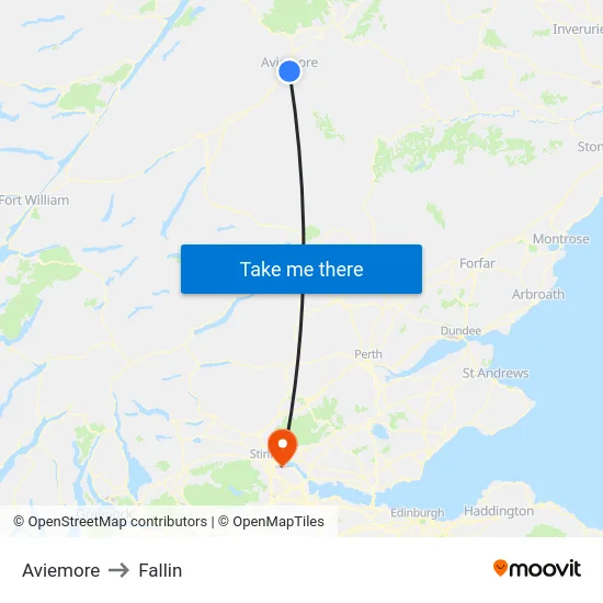 Aviemore to Fallin map