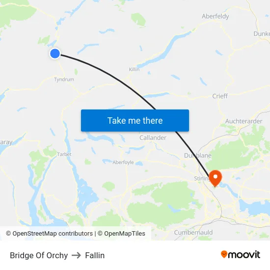 Bridge Of Orchy to Fallin map