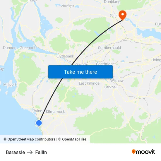 Barassie to Fallin map