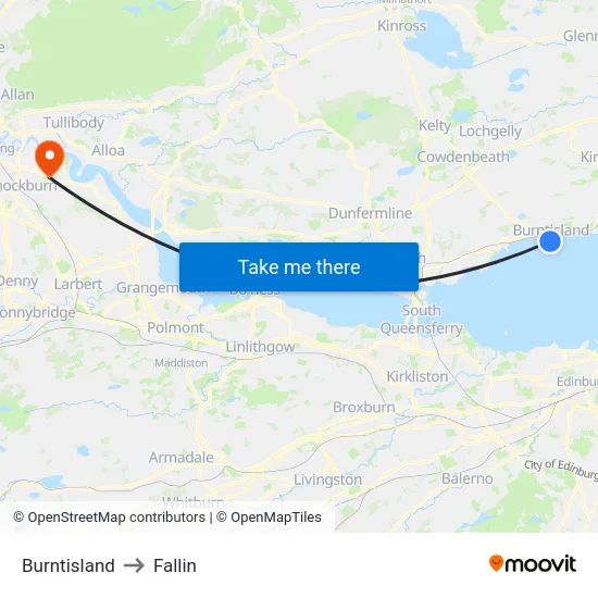 Burntisland to Fallin map
