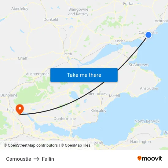 Carnoustie to Fallin map