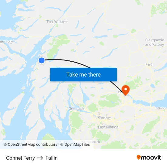 Connel Ferry to Fallin map