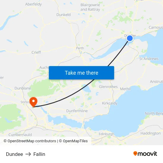 Dundee to Fallin map