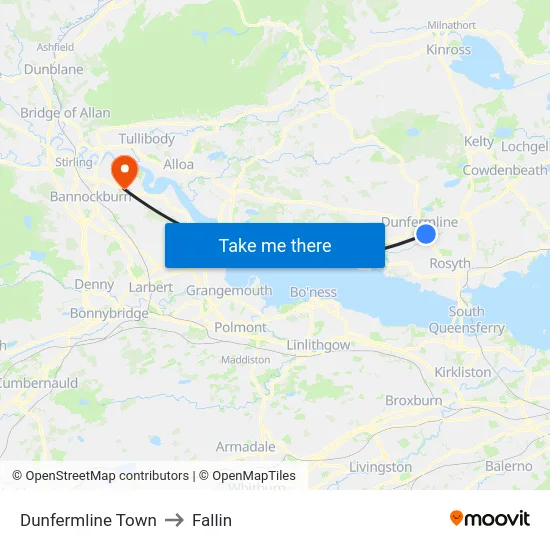 Dunfermline Town to Fallin map
