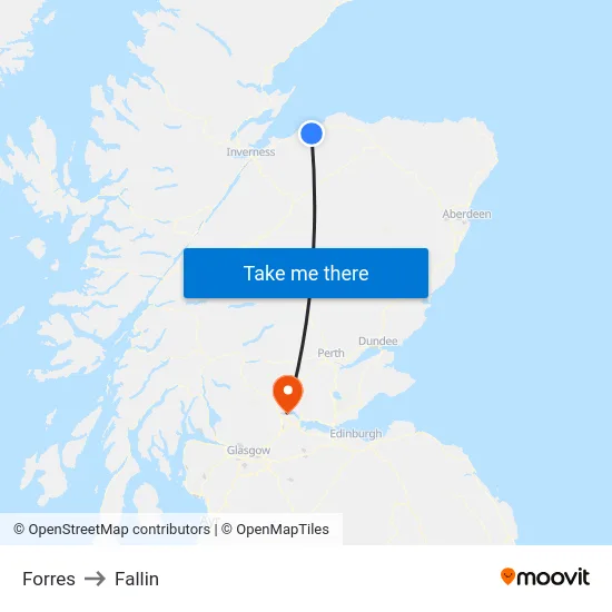 Forres to Fallin map