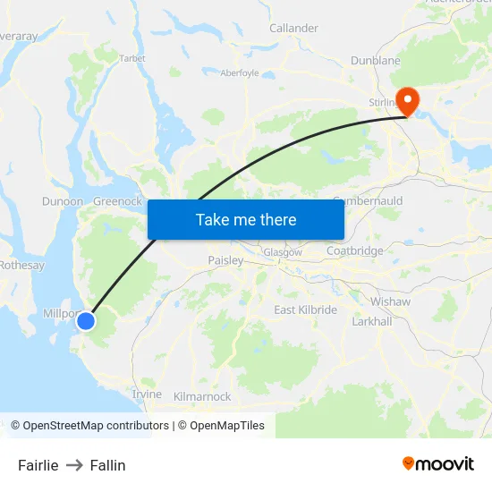 Fairlie to Fallin map