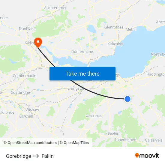 Gorebridge to Fallin map