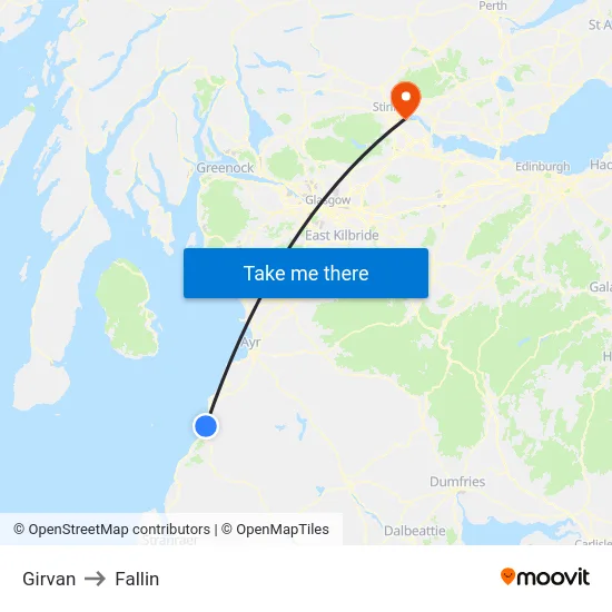 Girvan to Fallin map