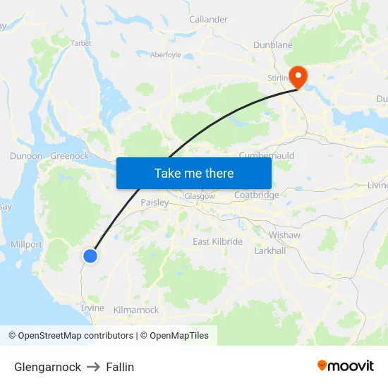 Glengarnock to Fallin map