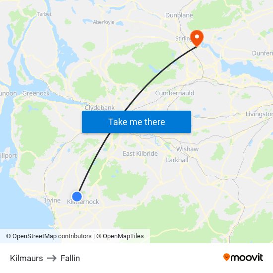 Kilmaurs to Fallin map