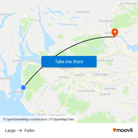 Largs to Fallin map