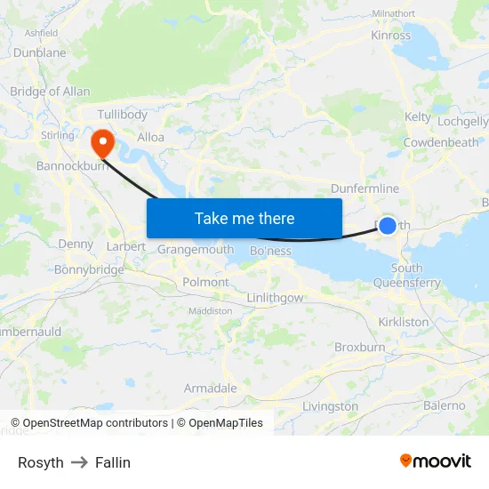 Rosyth to Fallin map