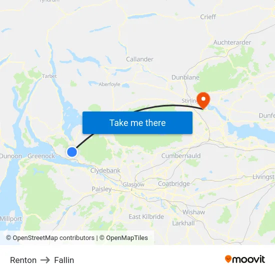 Renton to Fallin map