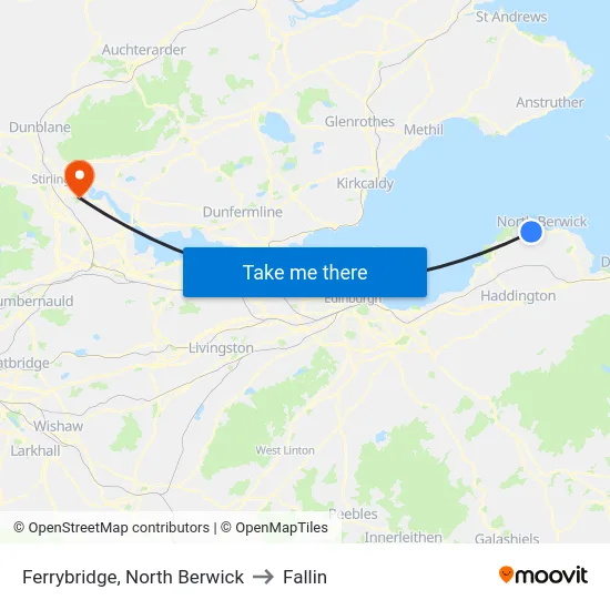 Ferrybridge, North Berwick to Fallin map