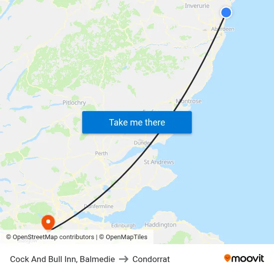 Cock And Bull Inn, Balmedie to Condorrat map