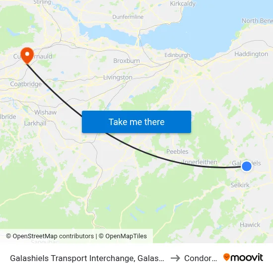 Galashiels Transport Interchange, Galashiels to Condorrat map