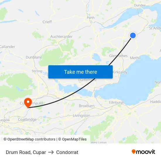 Drum Road, Cupar to Condorrat map