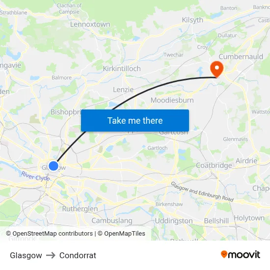 Glasgow to Condorrat map
