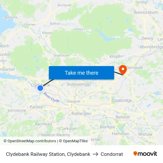 Clydebank Railway Station, Clydebank to Condorrat map