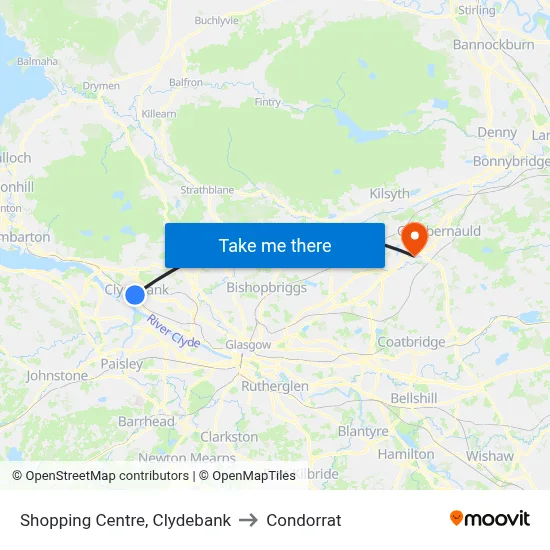 Shopping Centre, Clydebank to Condorrat map
