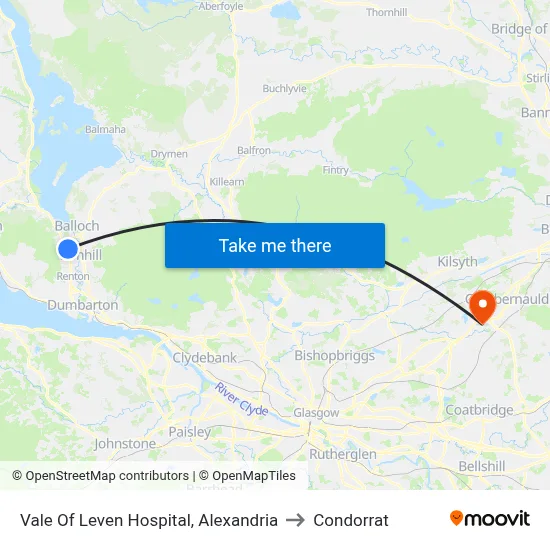 Vale Of Leven Hospital, Alexandria to Condorrat map