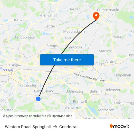 Western Road, Springhall to Condorrat map