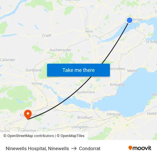 Ninewells Hospital, Ninewells to Condorrat map