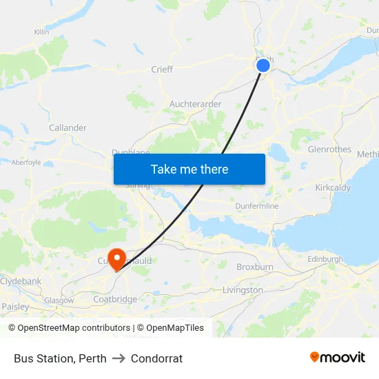 Bus Station, Perth to Condorrat map