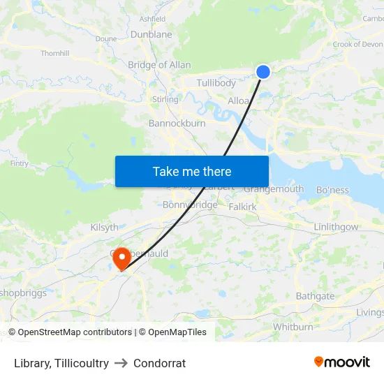 Library, Tillicoultry to Condorrat map