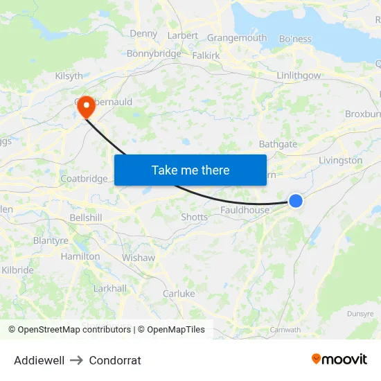 Addiewell to Condorrat map
