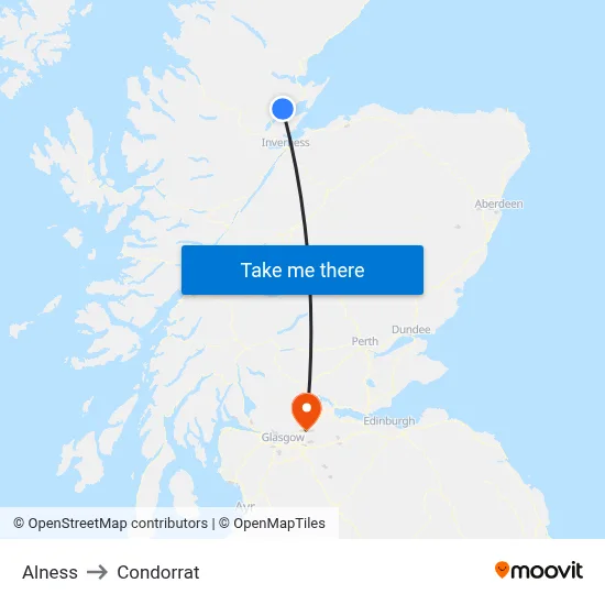 Alness to Condorrat map