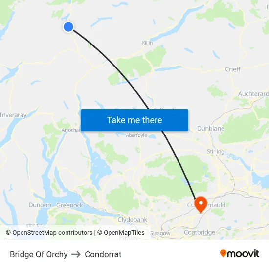 Bridge Of Orchy to Condorrat map