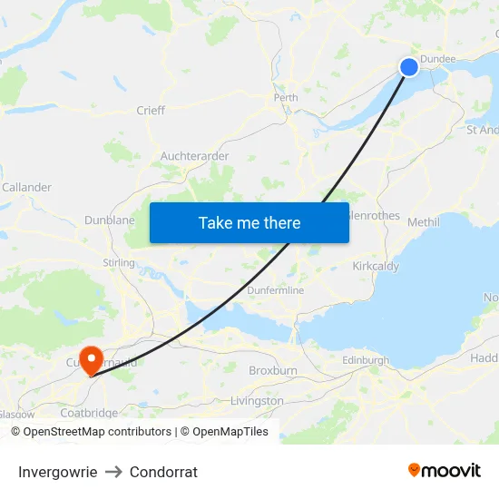 Invergowrie to Condorrat map