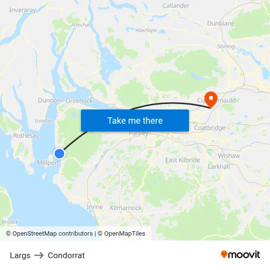 Largs to Condorrat map