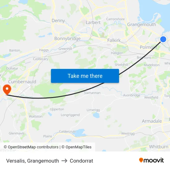 Versalis, Grangemouth to Condorrat map