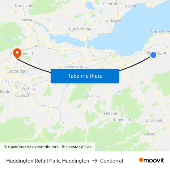 Haddington Retail Park, Haddington to Condorrat map