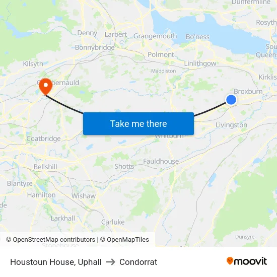 Houstoun House, Uphall to Condorrat map